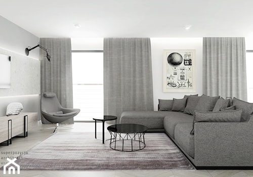 Mieszkanie w Gliwicach, Osiedle Paryskie - Średni biały szary salon - zdjęcie od Superpozycja Architekci Dominika Trzcińska