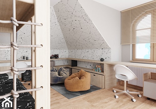 Pokój na poddaszu dla dwóch chłopców - Sypialnia, styl skandynawski - zdjęcie od Jankowska Design