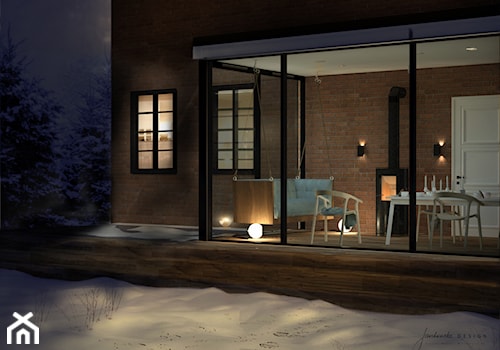 Zimowy ogród - Średnia jadalnia w salonie, styl skandynawski - zdjęcie od Jankowska Design