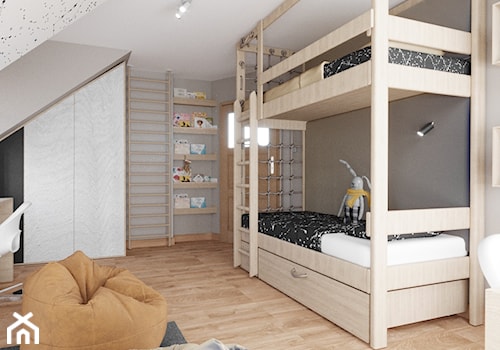 Pokój na poddaszu dla dwóch chłopców - Sypialnia, styl nowoczesny - zdjęcie od Jankowska Design