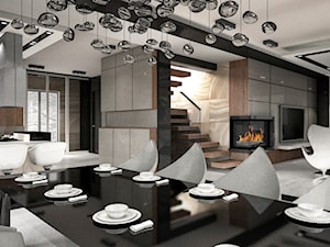 Dom pokazowy w Ożarowie - Duża jadalnia w salonie w kuchni - zdjęcie od BAUART STUDIO Pracownia Architektury