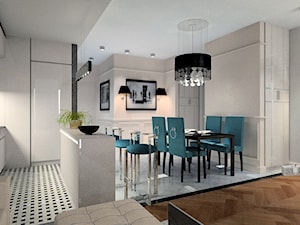Segment Łomianki - Średnia biała szara jadalnia jako osobne pomieszczenie - zdjęcie od BAUART STUDIO Pracownia Architektury