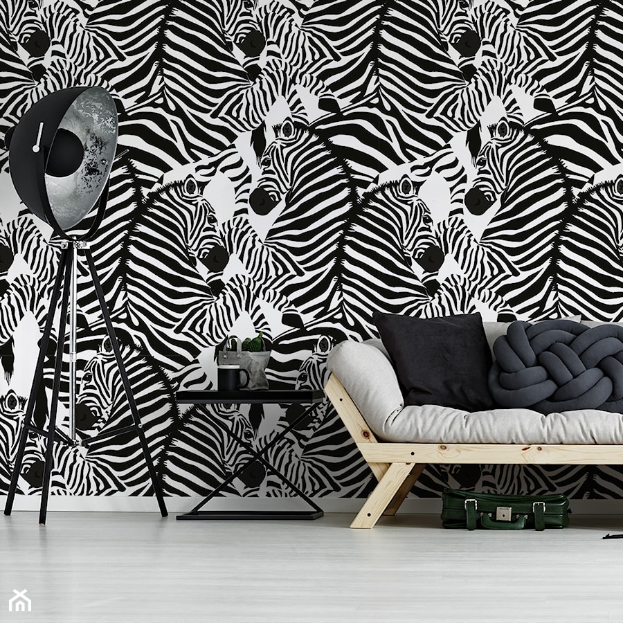 Salon w stylu nowoczesnym, w czerni i bieli - zdjęcie od REDRO