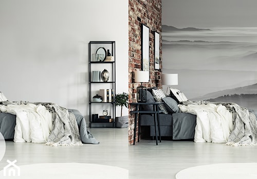 Metamorfoza sypialni - czarno-biały krajobraz na ścianie - zdjęcie od REDRO