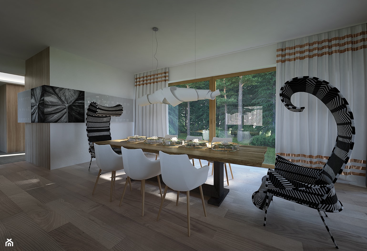 Dom w Lesie - Poznań, Suchy Las - Duża szara jadalnia jako osobne pomieszczenie, styl nowoczesny - zdjęcie od Concept - Homebook