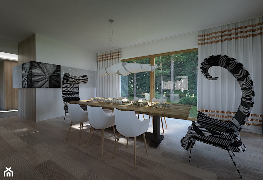 Dom w Lesie - Poznań, Suchy Las - Duża szara jadalnia jako osobne pomieszczenie, styl nowoczesny - zdjęcie od Concept