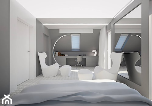 Dom w woj. małopolskim - Duża biała szara z biurkiem sypialnia na poddaszu, styl nowoczesny - zdjęcie od Concept