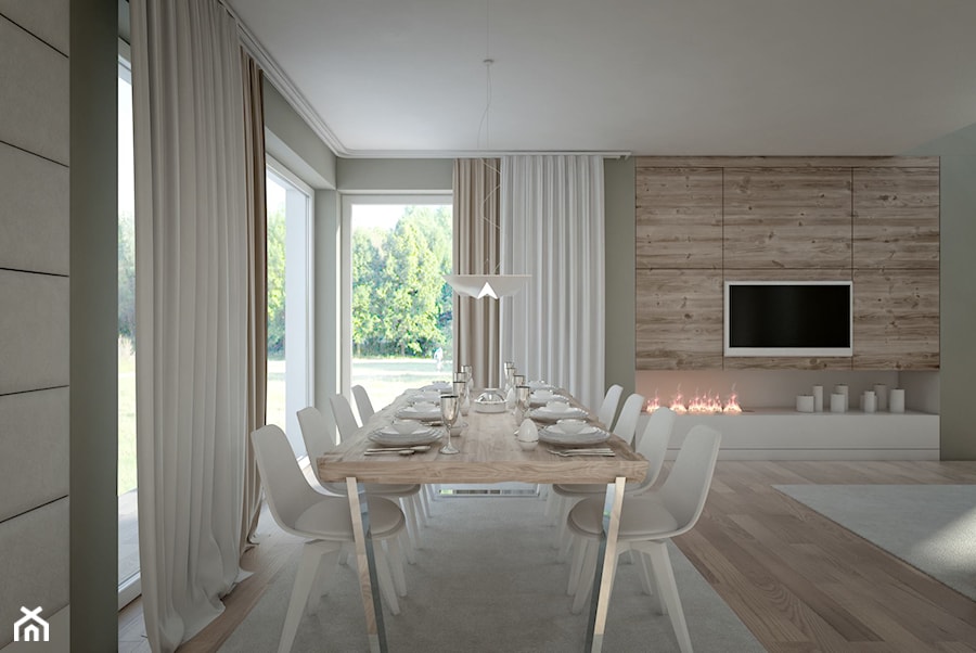 Dom jednorodzinny w Kołobrzegu - Duża szara jadalnia w salonie, styl nowoczesny - zdjęcie od Concept