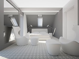 Dom w woj. małopolskim - Duża biała szara sypialnia na poddaszu, styl nowoczesny - zdjęcie od Concept