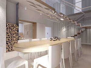 Nowoczesny dom z antresolą w Grzybowie - Duża szara jadalnia jako osobne pomieszczenie, styl nowoczesny - zdjęcie od Concept