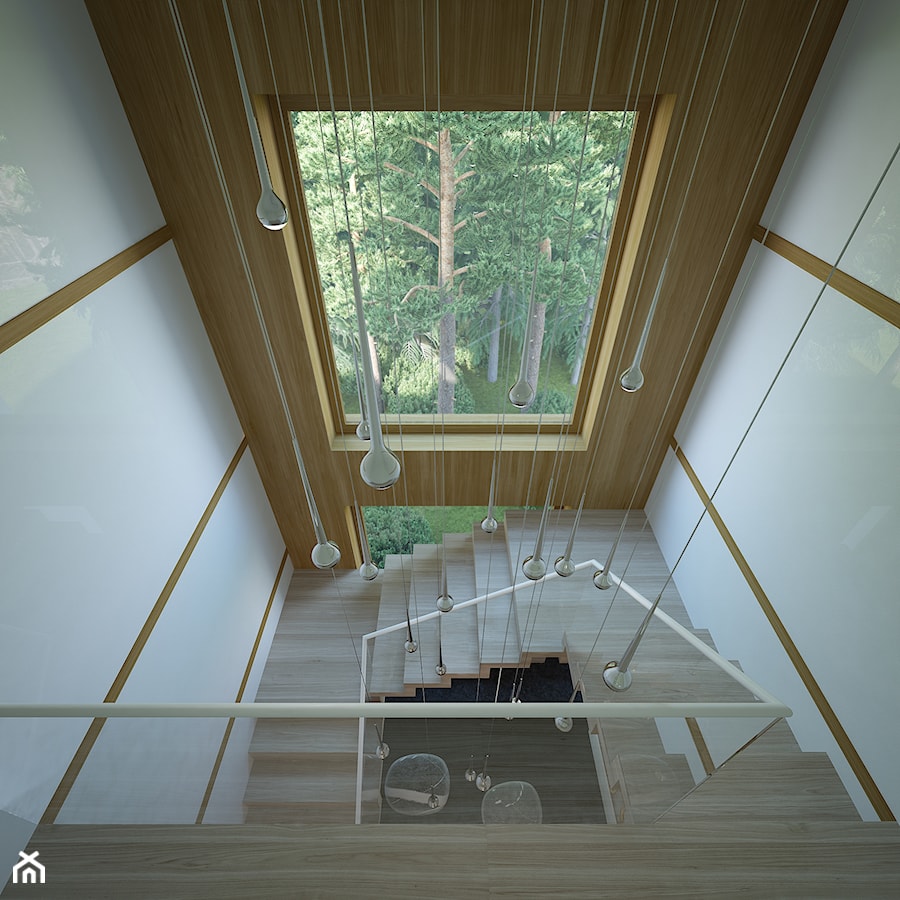Dom w Lesie - Poznań, Suchy Las - Schody trójbiegowe drewniane, styl nowoczesny - zdjęcie od Concept