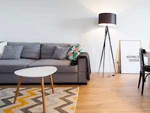 Apartament w Łodzi II Gdańska - Mały biały salon z jadalnią, styl nowoczesny - zdjęcie od 3D PROJEKT Wolinska