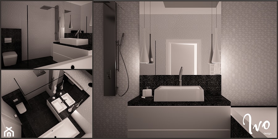 Łazienka w czerni i bieli - zdjęcie od IVO DESIGN