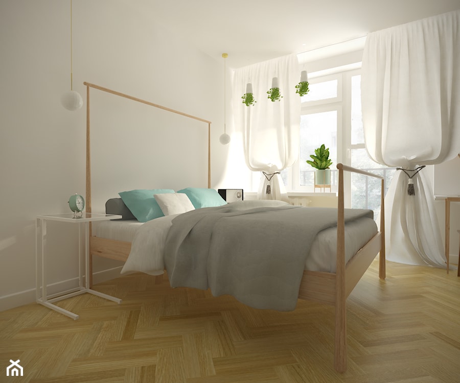 Żoliborz - 50m² - Średnia biała sypialnia, styl nowoczesny - zdjęcie od Studio Monocco