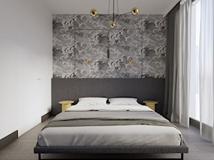 Powiśle - 60m.² - Mała biała czarna sypialnia, styl industrialny - zdjęcie od Studio Monocco