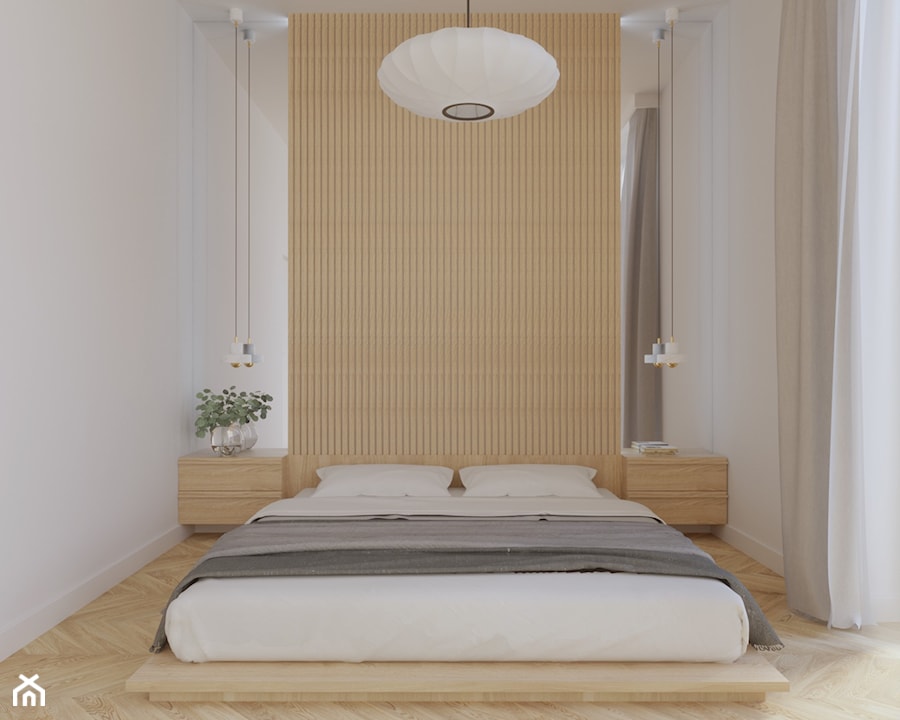 Powiśle - 54 m.² - Mała biała sypialnia, styl nowoczesny - zdjęcie od Studio Monocco