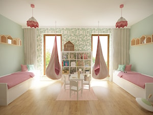 Bemowo - 90 m² - Średni miętowy pokój dziecka dla dziecka dla dziewczynki dla rodzeństwa, styl skandynawski - zdjęcie od Studio Monocco