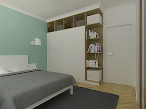 Mokotów - 64m² - Średnia biała zielona sypialnia, styl skandynawski - zdjęcie od Studio Monocco