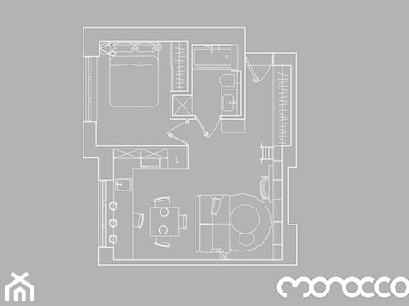 Aranżacje wnętrz - Salon: Floor plan mieszkania po zmianach. - Studio Monocco. Przeglądaj, dodawaj i zapisuj najlepsze zdjęcia, pomysły i inspiracje designerskie. W bazie mamy już prawie milion fotografii!