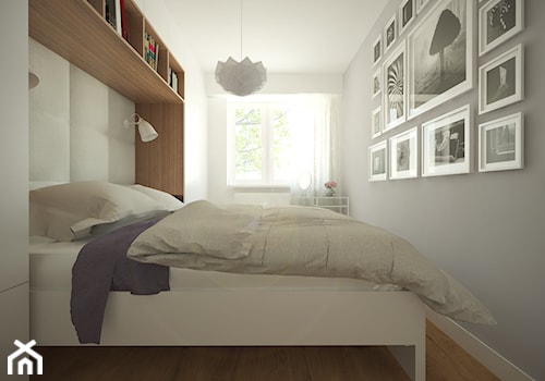 Średnia biała szara sypialnia, styl nowoczesny - zdjęcie od Studio Monocco