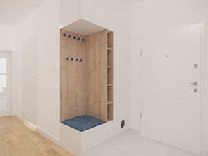 Bemowo - 90 m² - Średni z wieszakiem biały hol / przedpokój, styl minimalistyczny - zdjęcie od Studio Monocco