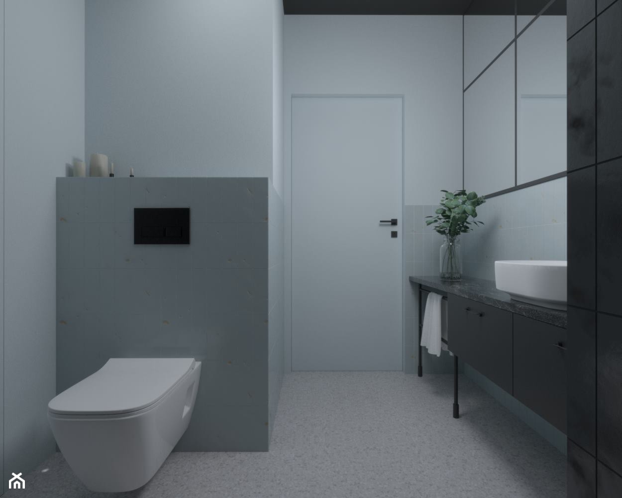 Powiśle - 60m.² - Mała bez okna z lustrem łazienka, styl industrialny - zdjęcie od Studio Monocco - Homebook