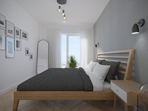 Soho Factory - 97m.² - Średnia biała szara sypialnia, styl skandynawski - zdjęcie od Studio Monocco