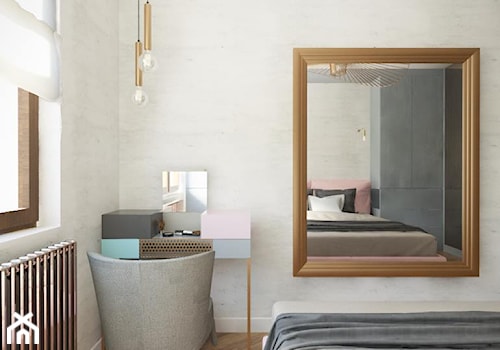 Mokotów - 60 m.² - Mała biała sypialnia, styl industrialny - zdjęcie od Studio Monocco