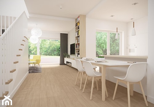Siedliska - projekt parteru domu - Salon, styl minimalistyczny - zdjęcie od Studio Monocco