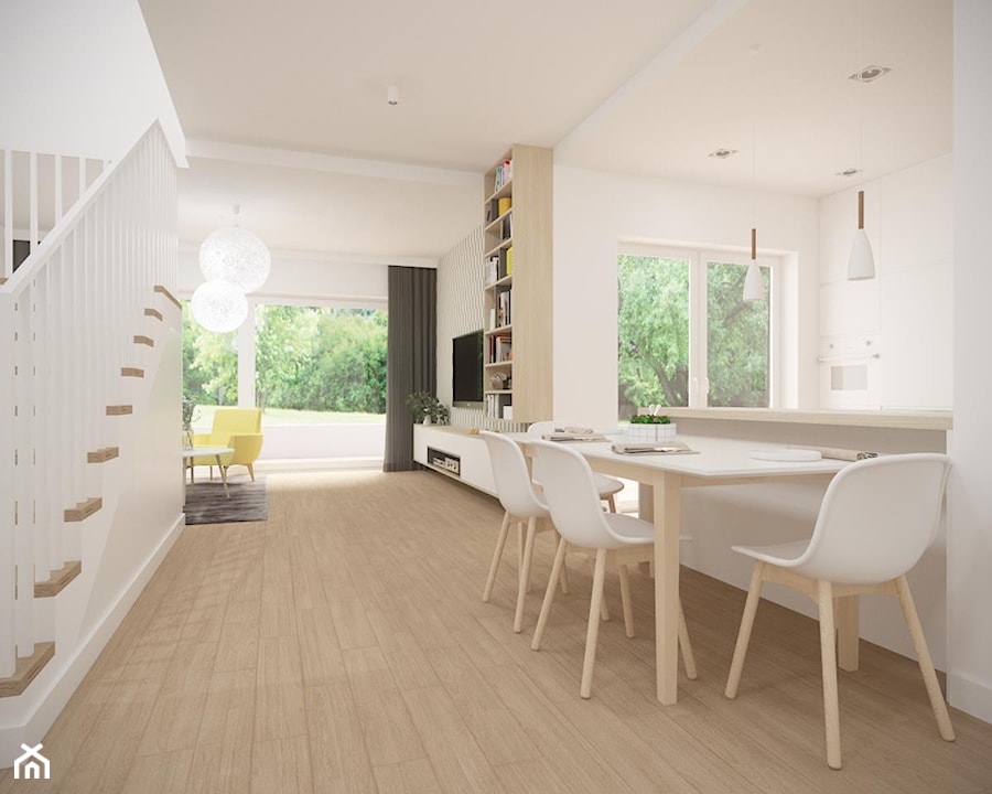 Siedliska - projekt parteru domu - Salon, styl minimalistyczny - zdjęcie od Studio Monocco