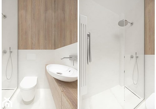Wilanów - 140 m² - Mała na poddaszu bez okna łazienka, styl minimalistyczny - zdjęcie od Studio Monocco