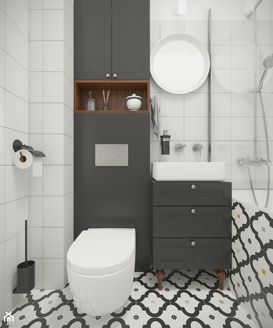 Żoliborz - 50m² - Mała bez okna łazienka, styl nowoczesny - zdjęcie od Studio Monocco