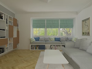 Mokotów - 64m² - Średni biały salon, styl skandynawski - zdjęcie od Studio Monocco