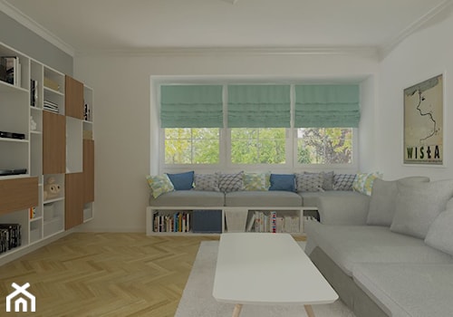 Mokotów - 64m² - Średni biały salon, styl skandynawski - zdjęcie od Studio Monocco