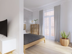 Praga Północ - 40m.² - Mała biała szara sypialnia, styl skandynawski - zdjęcie od Studio Monocco