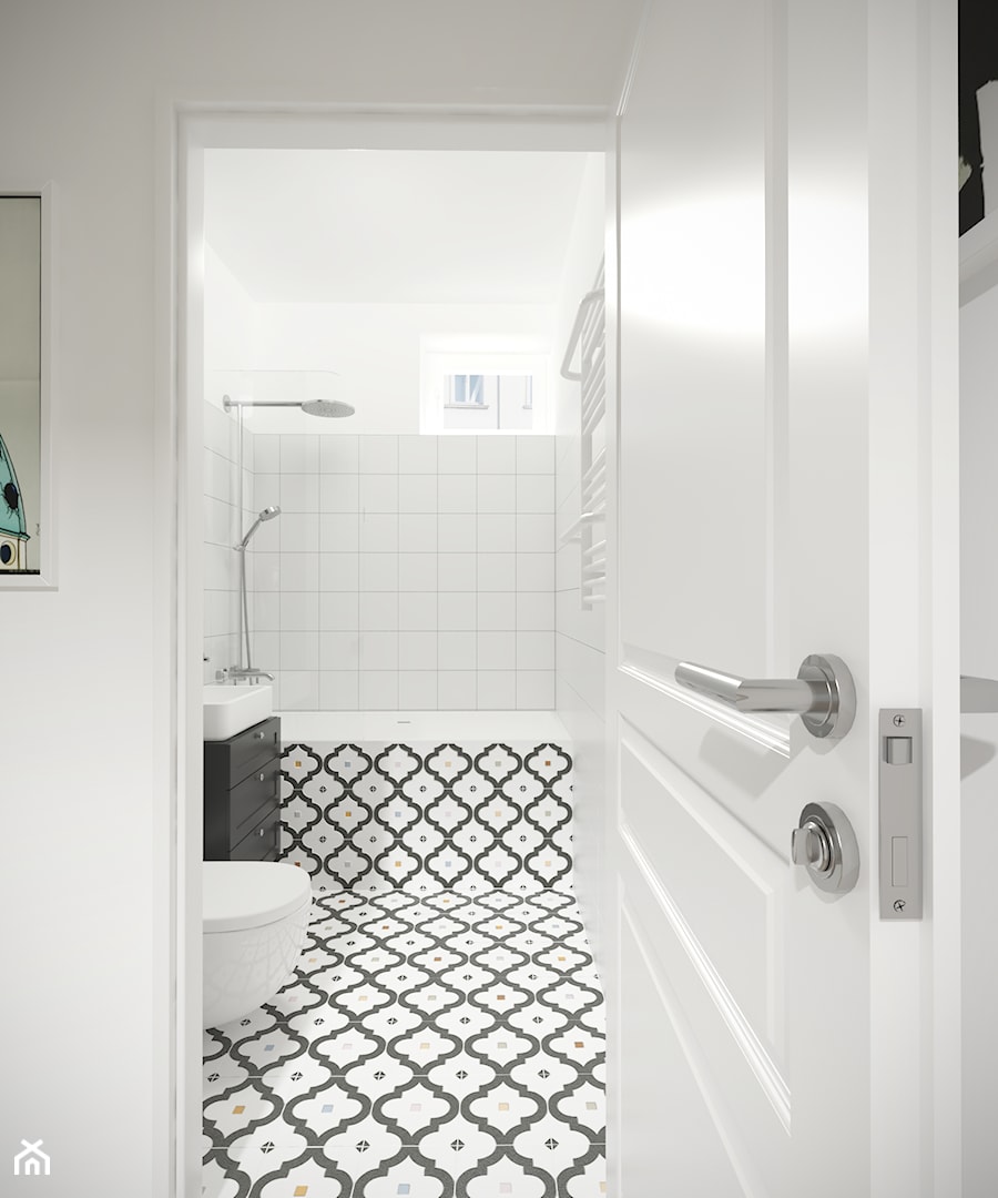 Żoliborz - 50m² - Mała łazienka z oknem, styl nowoczesny - zdjęcie od Studio Monocco