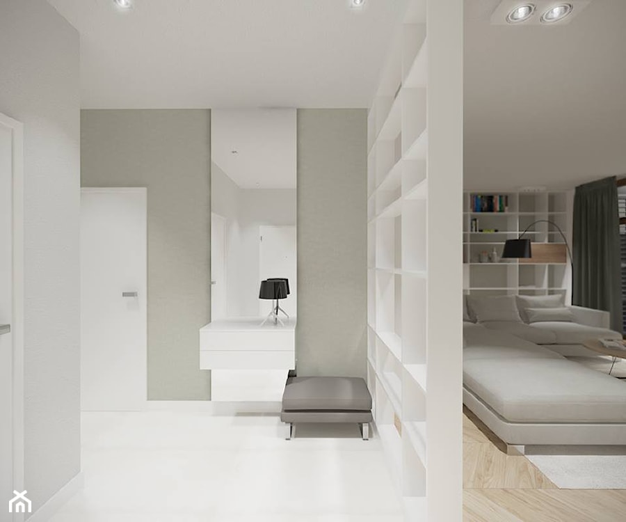 Wilanów - 140 m² - Średni szary hol / przedpokój, styl minimalistyczny - zdjęcie od Studio Monocco