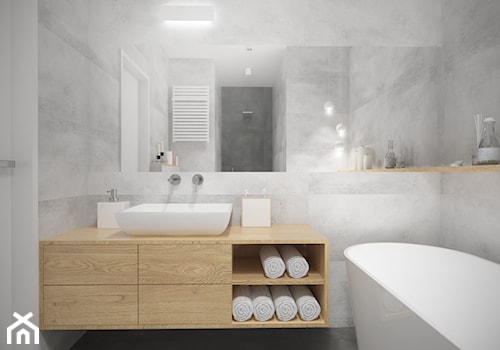 Sadyba - 65m2. - Średnia bez okna łazienka, styl minimalistyczny - zdjęcie od Studio Monocco