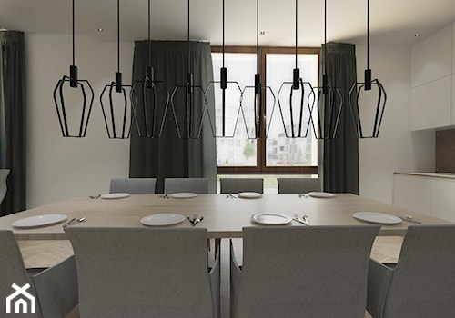 Wilanów - 140 m² - Duża biała jadalnia w salonie, styl minimalistyczny - zdjęcie od Studio Monocco
