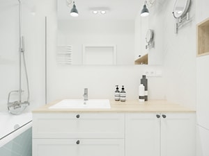 Słodowiec - 50 m² - Mała bez okna z lustrem z punktowym oświetleniem łazienka, styl skandynawski - zdjęcie od Studio Monocco