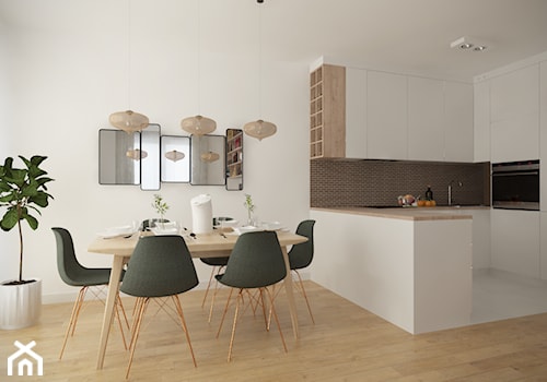 Bemowo - 90 m² - Średnia biała jadalnia w kuchni, styl skandynawski - zdjęcie od Studio Monocco
