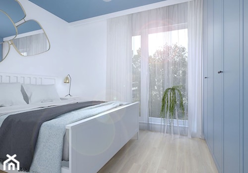 Żoliborz - 65 m.² - Mała biała sypialnia, styl skandynawski - zdjęcie od Studio Monocco
