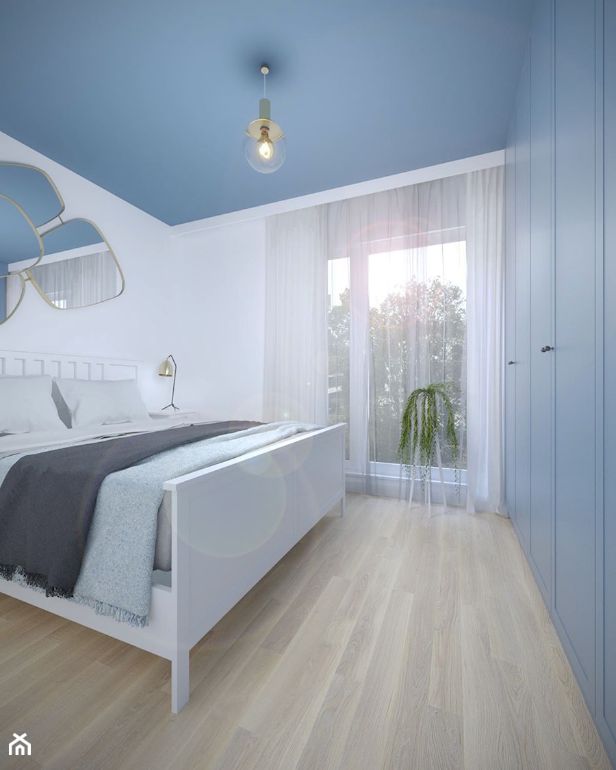 Żoliborz - 65 m.² - Mała biała sypialnia, styl skandynawski - zdjęcie od Studio Monocco