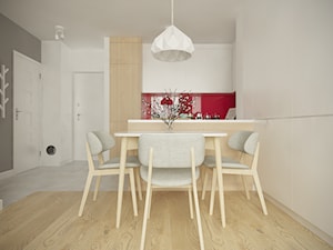 Służew - 38m² - Mała biała jadalnia w salonie, styl skandynawski - zdjęcie od Studio Monocco