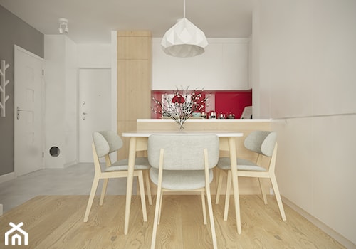 Służew - 38m² - Mała biała jadalnia w salonie, styl skandynawski - zdjęcie od Studio Monocco
