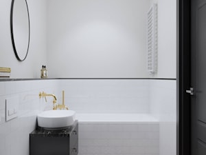 Żoliborz - 56 m.² - Mała bez okna z lustrem z punktowym oświetleniem łazienka, styl nowoczesny - zdjęcie od Studio Monocco