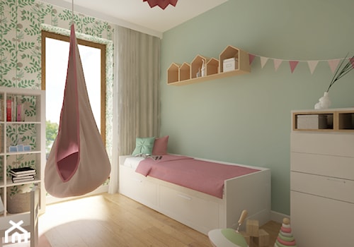 Bemowo - 90 m² - Średni biały miętowy pokój dziecka dla dziecka dla dziewczynki, styl nowoczesny - zdjęcie od Studio Monocco