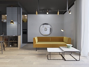 Powiśle - 60m.² - Średni biały szary salon, styl industrialny - zdjęcie od Studio Monocco