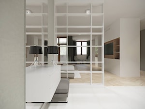 Wilanów - 140 m² - Duży szary hol / przedpokój, styl minimalistyczny - zdjęcie od Studio Monocco