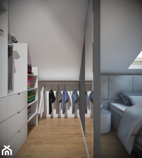 Otwock - projekt poddasza - Garderoba, styl minimalistyczny - zdjęcie od Studio Monocco - Homebook